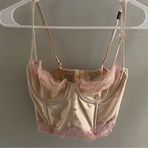 Cream/pink lace bustier